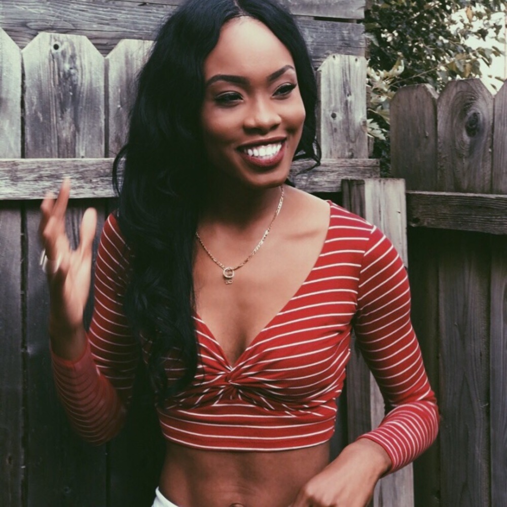 Red and white crop top
